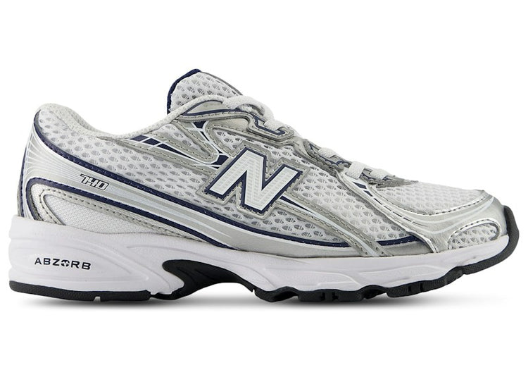 New Balance 740 Bungee Lace White Metallic Silver Navy (PS) PZ740WN