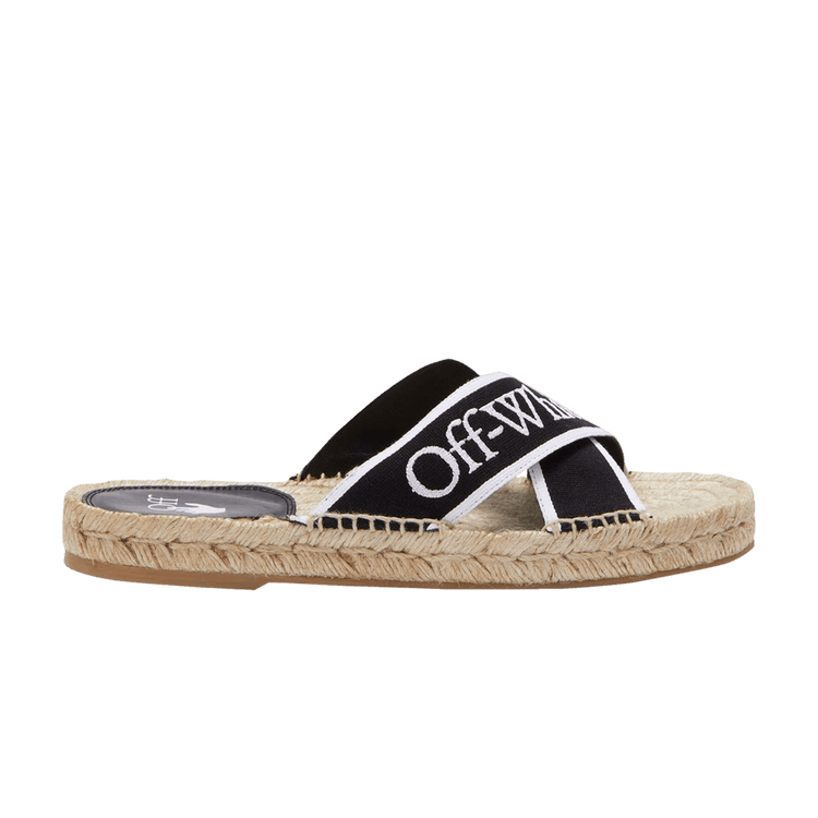 Off-White Wmns Bookish Criss-Cross Espadrille Sliders 'Black White Beige' OWIB011S22FAB001 1001