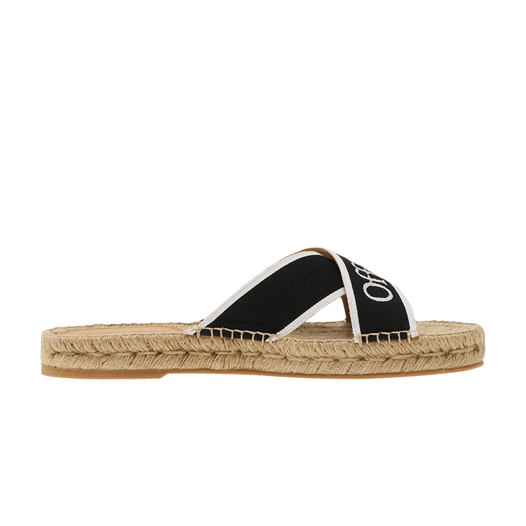 Off-White Wmns Bookish Criss-Cross Espadrille Sliders 'Black White' OWIB016S25FAB001 1001