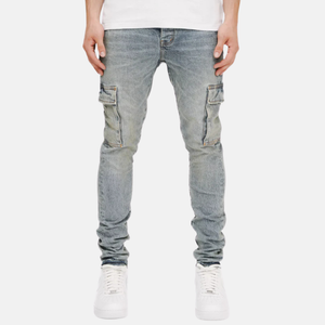 PURPLE BRAND Blue Stone Cargo Skinny Fit Jeans 'Light Indigo'