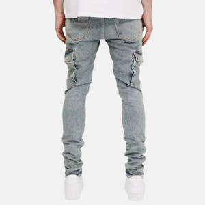 PURPLE BRAND Blue Stone Cargo Skinny Fit Jeans 'Light Indigo'