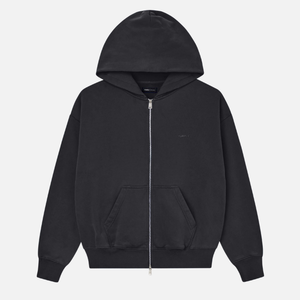 PURPLE BRAND Fleece Zip Front Hoodie 'Black'