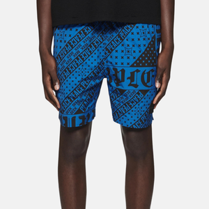 PURPLE BRAND Flag Bandana All Around Shorts 'Blue Black'