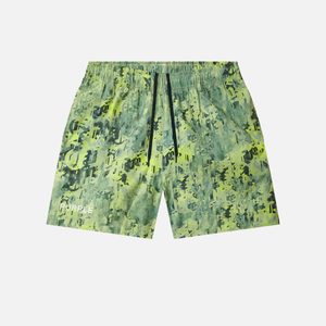 PURPLE BRAND Worn Gothic Camo Swim Shorts 'Green'