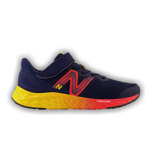New Balance Fresh Foam Arishi v4 Bungee Lace Top Strap Little Kid 'Navy Electric Red Egg Yolk'