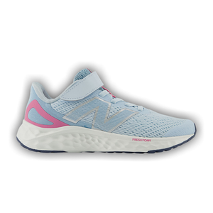New Balance Fresh Foam Arishi v4 Bungee Lace Top Strap Little Kid 'Quarry Blue Real Pink'