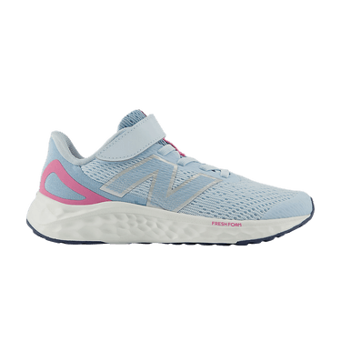 New Balance Fresh Foam Arishi v4 Bungee Lace Top Strap Little Kid 'Quarry Blue Real Pink'