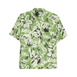 Palm Angels Macro Hibiscus Bowling Shirt 'Green/White'