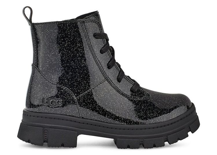 UGG Ashton Lace Up Glitter Boot Glitter Black (Kids) 1151571K-GTBC