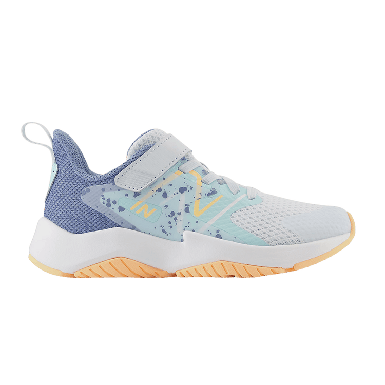 New Balance Rave Run v2 Bungee Lace Top Strap Big Kid 'Ice Blue Solar Flare' YTRAVIB2