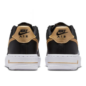 Nike Air Force 1 GS 'Black White Metallic Gold'