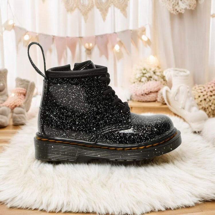 Dr. Martens 1460 Glitter Ankle Boot Toddler 'Black Cosmic Glitter'