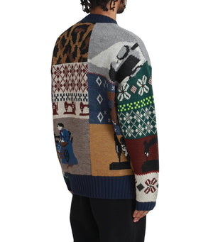 Kapital Kurogane Mishin Patchwork Crew Sweater 'Navy'